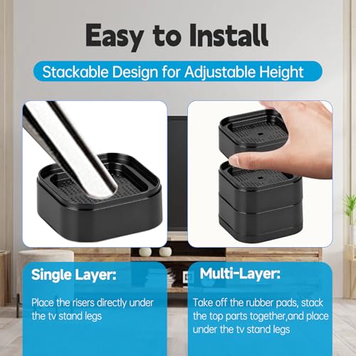 Heavy-Duty TV Stand Riser Blocks - Adjustable Height 4-Pack