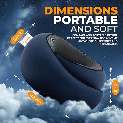 EdgeVoy Memory Foam Travel Neck Pillow - Ergonomic 360 Support, Navy Blue