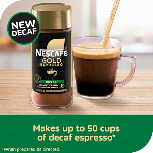 NESCAFÉ Gold Decaf Espresso Instant Coffee, 3.17 oz Jars (Pack of 2)