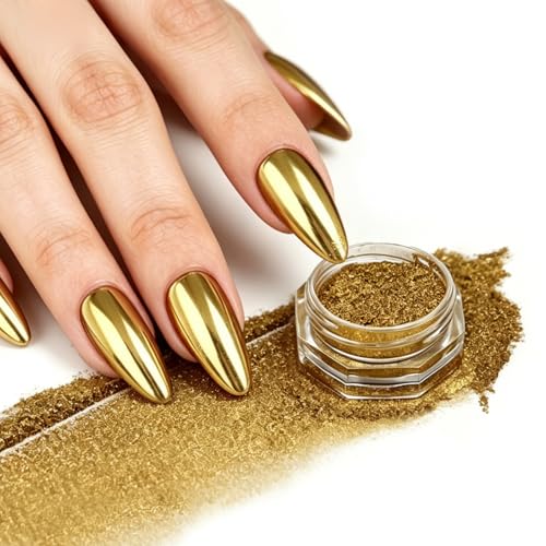 Gyraolvant Metallic Mirror Gold Chrome Nail Powder Pigment Art Decor