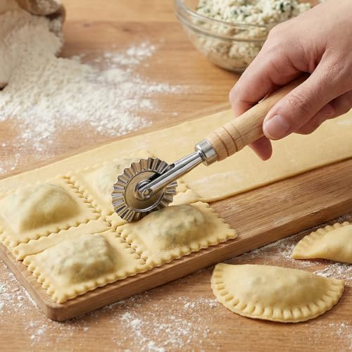 Quilax Pasta Wheel Cutter - Durable Ravioli Cutter with Roller