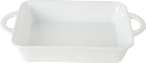 Gibson Home Gracious Dining Baking Dish - 2.5-Quart White Stoneware Casserole with Handles | 14.6 x 8.5-Inch Oven Safe