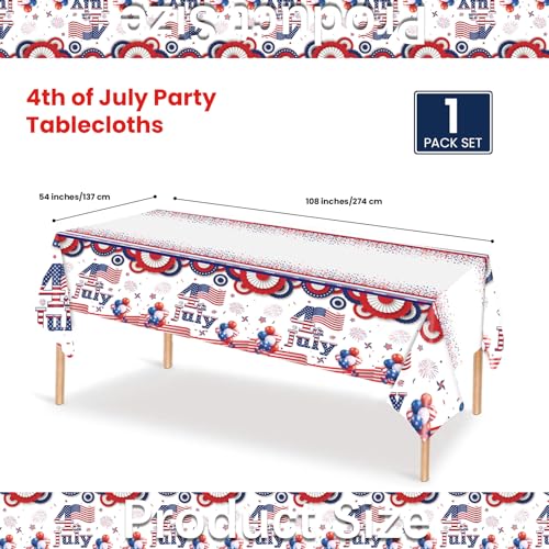 4th of July Tablecloth - American Flag Plastic Cover 54x108"