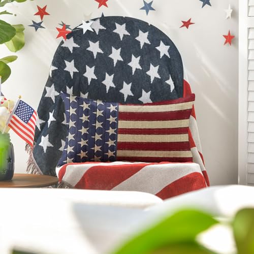 Patriotic 4th of July Throw Pillow Cover - 12x20 Inch Red & Blue