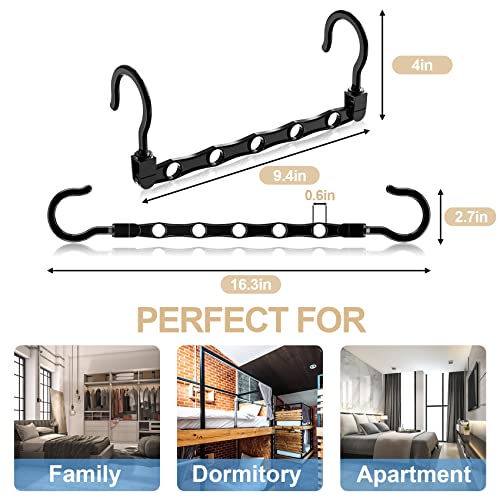 8 Pack Space Saving Plastic Hangers - Closet Organizer in Black