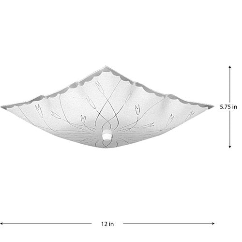 Progress Lighting P4962-30 Square Glass Close-to-Ceiling, 12-Inch Diameter x 5-1/2-Inch Height, Etched White