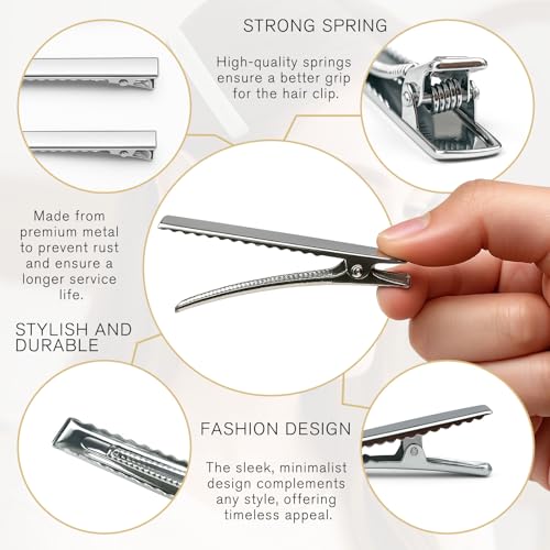 Ceemiaa 45PCS Silver Metal Hair Clips Set – 3 Sizes Non-Slip Curling & Styling Grips with Storage Case