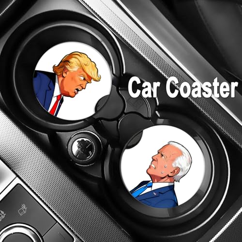 Absorbent Ceramic Car Coasters Set of 2 - 2.56" Funny Gift