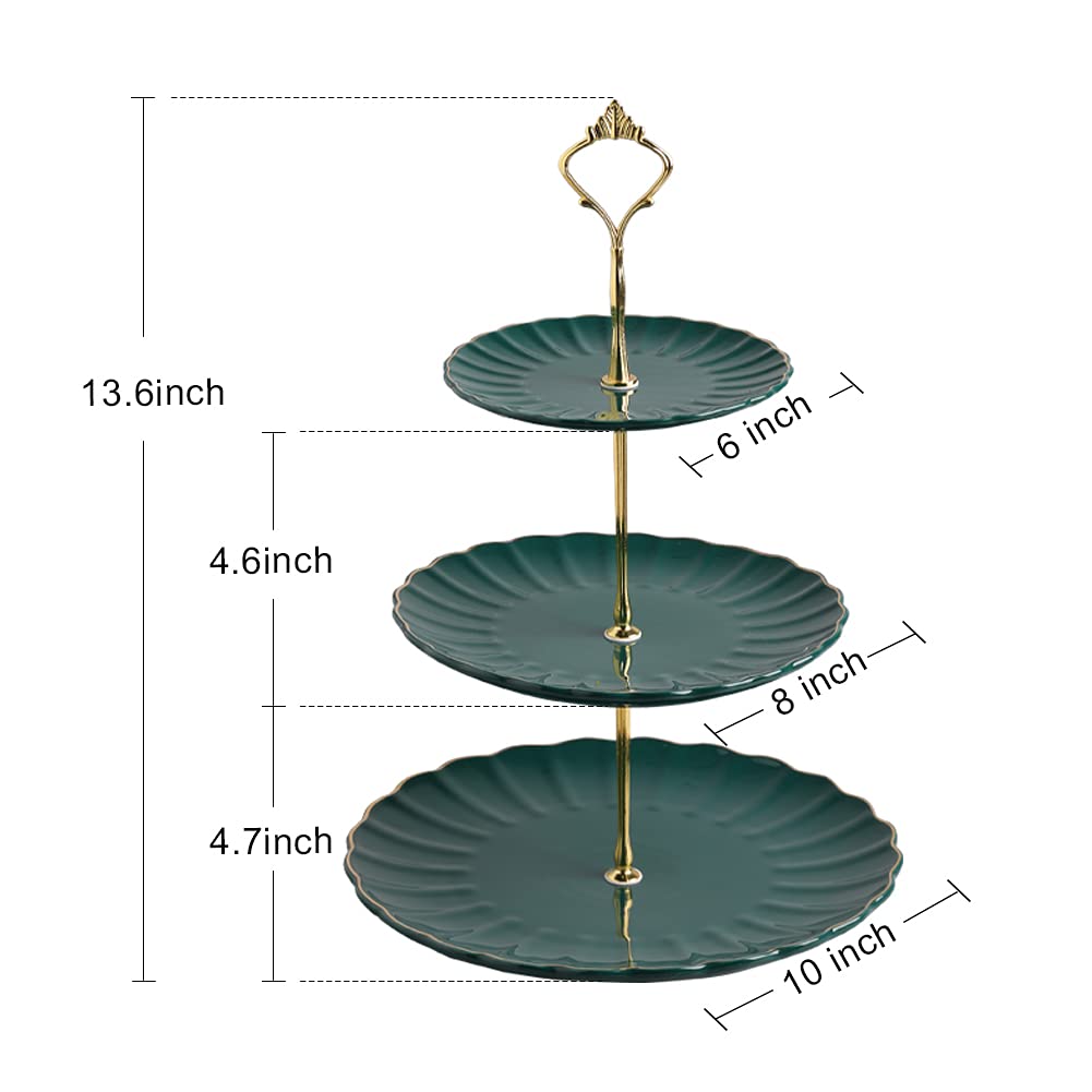 Sweejar Porcelain Tea Sets British Royal Series and 3 Tier Ceramic Cake Stand(Jade)