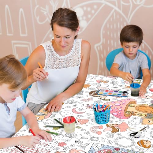 Fairy Coloring Tablecloth for Kids - Giant 30x72 Inch Activity Sheet