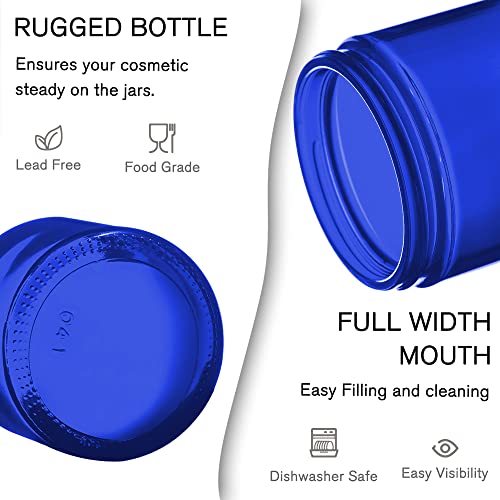 4 oz Glass Jars with Lids, 2 Pack Blue & Amber Small Leakproof Containers