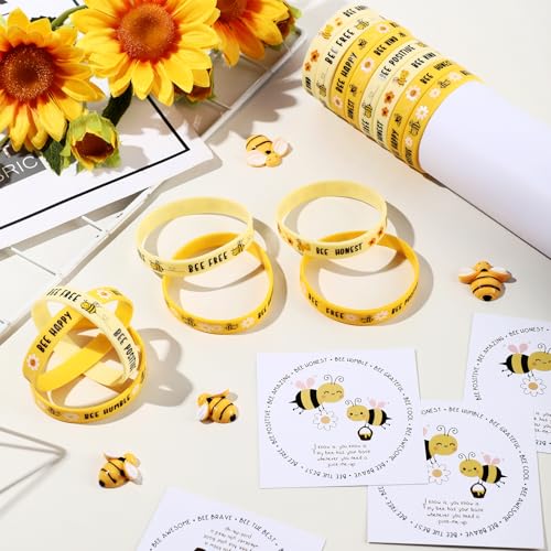 Knitgrip 24 Set Bee Silicone Bracelets with Motivational Cards
