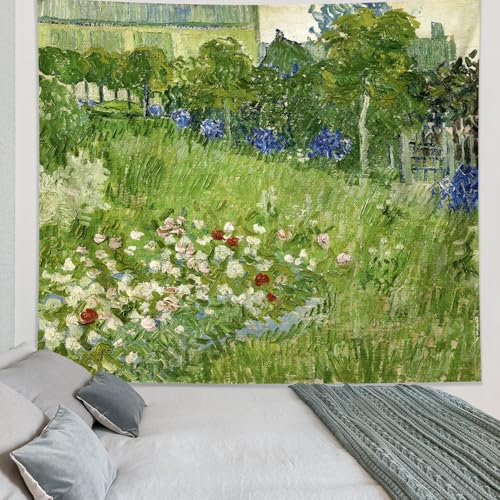 Van Gogh Green Floral Tapestry Wall Hanging 29" x 37"