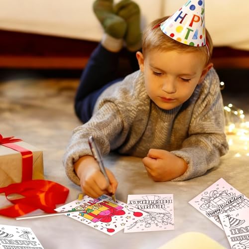 VYRANA 24 Birthday Coloring Cards - DIY Personalized Greeting Card Set