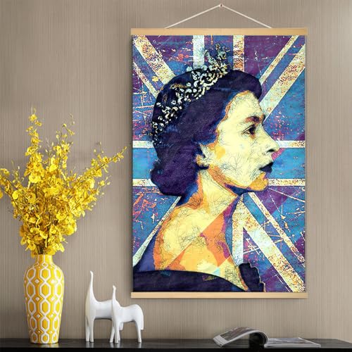 Pop Art Queen Crown Poster | Union Jack Wall Art Print 16x24