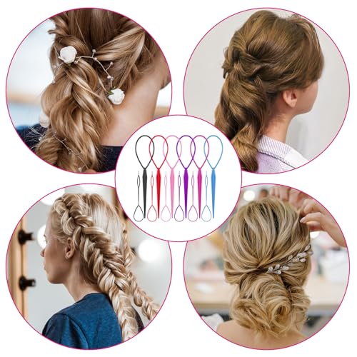 Bruislard 12 Pack Hair Loop Tool Set Ponytail Makers French Braid Tools