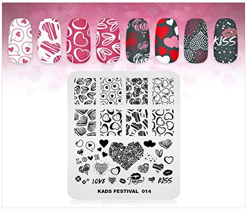 KADS Valentine's Day Nail Art Stamping Plate Love Heart FE014