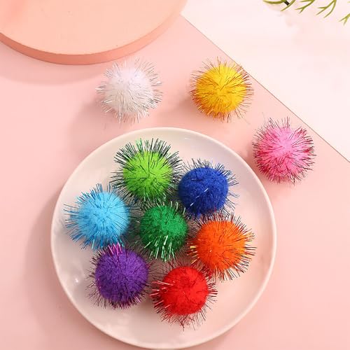 100 Pcs Small White Glitter Pom Poms for Arts and Crafts