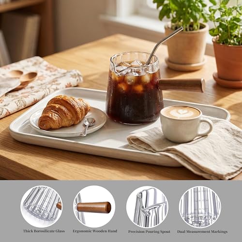 Ohola 6oz Espresso Measuring Cups with Wood Handle, 2-Pack