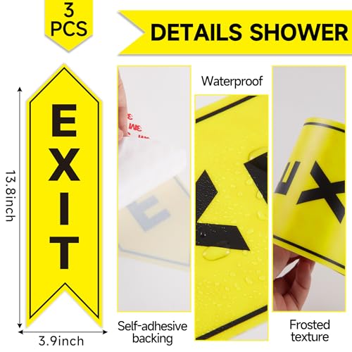 3-Pack Self-Adhesive Exit Arrow Signs - Durable Vinyl Decals