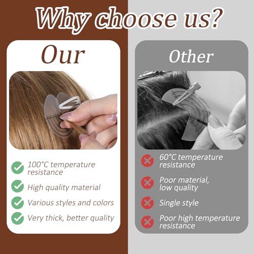 100 Pcs Heat Shield Guards for Hair Extensions with Scale, Clear PVC Keratin Protectors