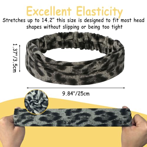 Dancepanda Leopard Print Elastic Headband for Women Soft Non-Slip Hair Band