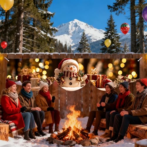 Nuxovilar Snowman Warm Lights Wave Banner - 19.68x78.74 inches