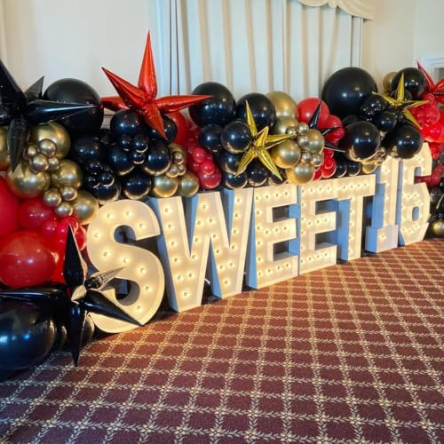 Red and Black Gold Balloon Garland Kit with Stars - 153 Pieces