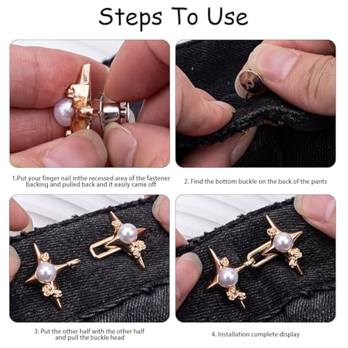 8 PCS Adjustable Jeans Waist Tighteners - No Sew Clip Buttons
