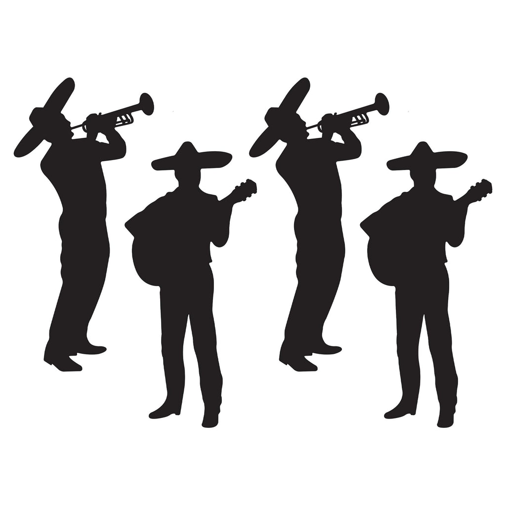 Beistle Mariachi Band Silhouettes, Set of 4- Fiesta Party Decor Props for Mexican Theme Celebrations, Musician Wall Art, and Cinco de Mayo and Taco Tuesday Decorations