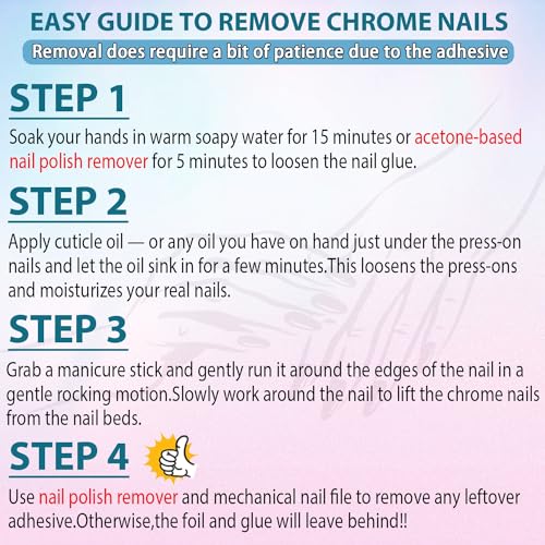 SXVME Black Chrome Medium Almond Press On Nails Metallic Glue On