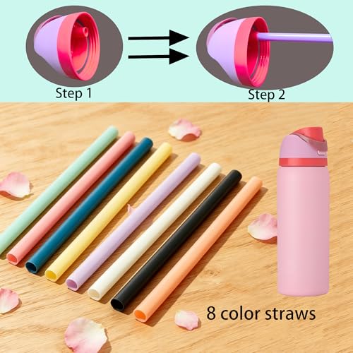 8 Pack Reusable Straws for Owala FreeSip 24oz & 32oz Bottles