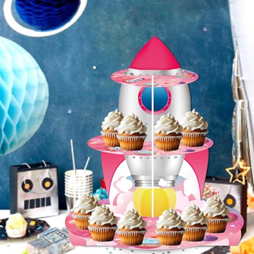 3-Tier Outer Space Cupcake Stand for Galaxy Birthday Parties
