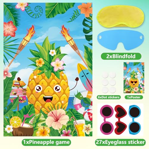Hooqict Luau Party Game - Pin the Sunglasses on the Pineapple