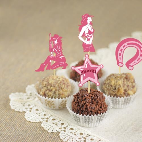24 Cowgirl Cupcake Toppers for Western Theme Parties