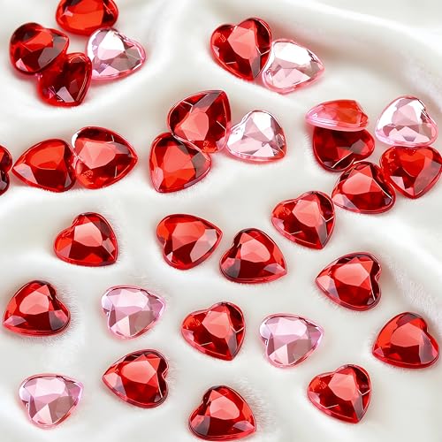 Valentines Heart Nail Charms 300Pcs Red & Pink Flatback Rhinestones