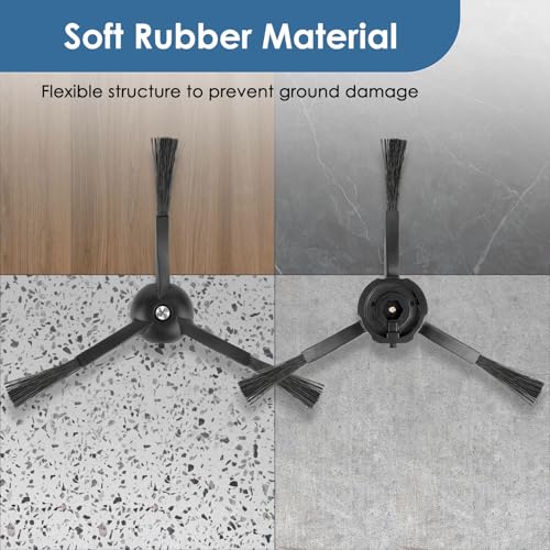 4-Pack 3-Armed Black Side Brushes Replacement for Roborock Robot Vacuums