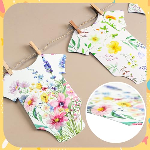 Frienda Wildflower Baby Shower Banner - Bodysuit Garland with Clips