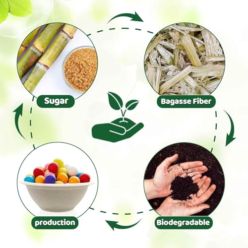 100 Pack 8oz Compostable Paper Bowls - Heavy-Duty Biodegradable Bowls for Soup, Salad, Ice Cream