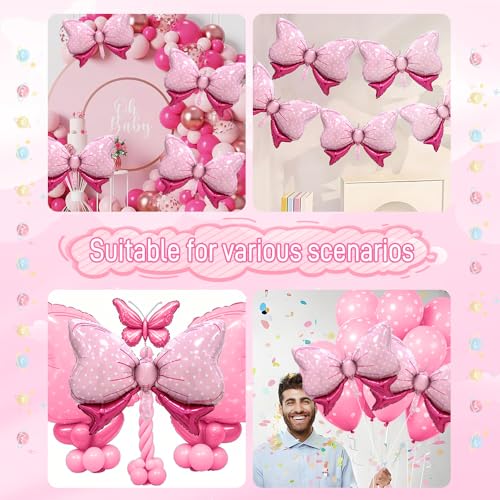 Jumbo Coquette Bow Balloons - 4pcs Pink Oversized Party Decor
