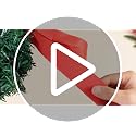 Artificial Christmas Wreath Set with Red Velvet Bow - 14 Inch Holiday Decoration