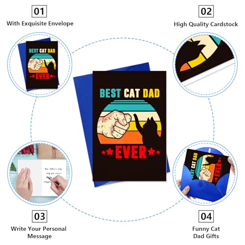 Funny Cat Dad Father's Day Card - 4x6 Greeting Card with Envelope