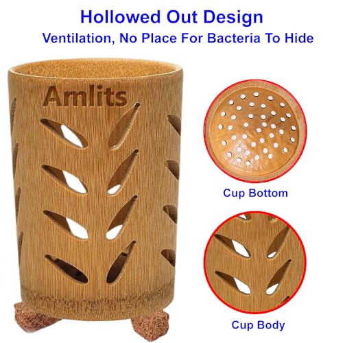 Bamboo Toothbrush Holder with Drainage – Eco-Friendly Bathroom Organizer