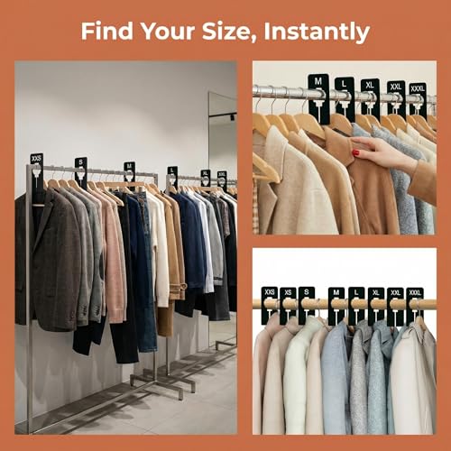 8 Pack Clothing Rack Dividers - Preprinted Size Labels for Organizing Closet