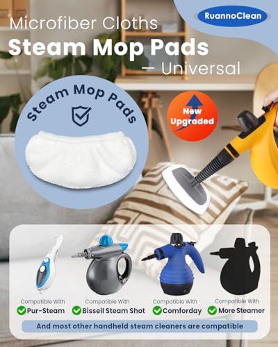 12 Pack Microfiber Steam Cleaner Pads for Handheld Steam Cleaners - White