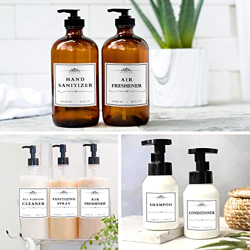 36PCS Waterproof Bottle Labels for Soap, Shampoo & Conditioners