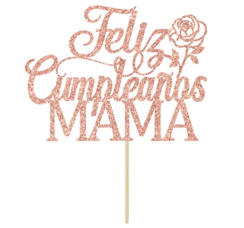 Rose Gold Glitter Happy Birthday Mom Cake Topper Decoration