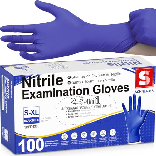 Schneider Medical Nitrile Exam Gloves, Powder-Free, Purple, Medium, 100 Count