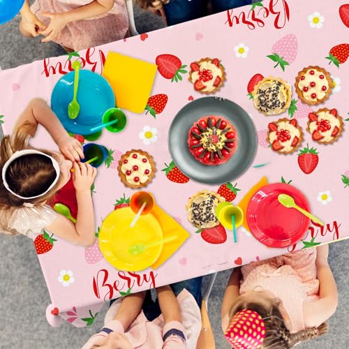 Berry First Birthday Tablecloth Set - 3pcs Strawberry Decor