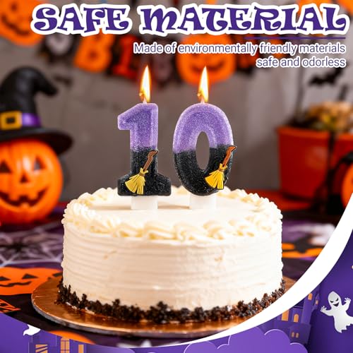 Magic Broom Number 8 Birthday Candle - Glitter Cake Topper